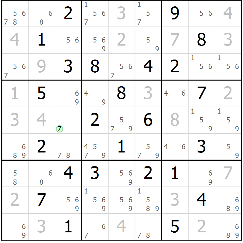 Position des candidats pour la solution de la Gr 51 page 54 du magazine de sudoku Maestro n° 097