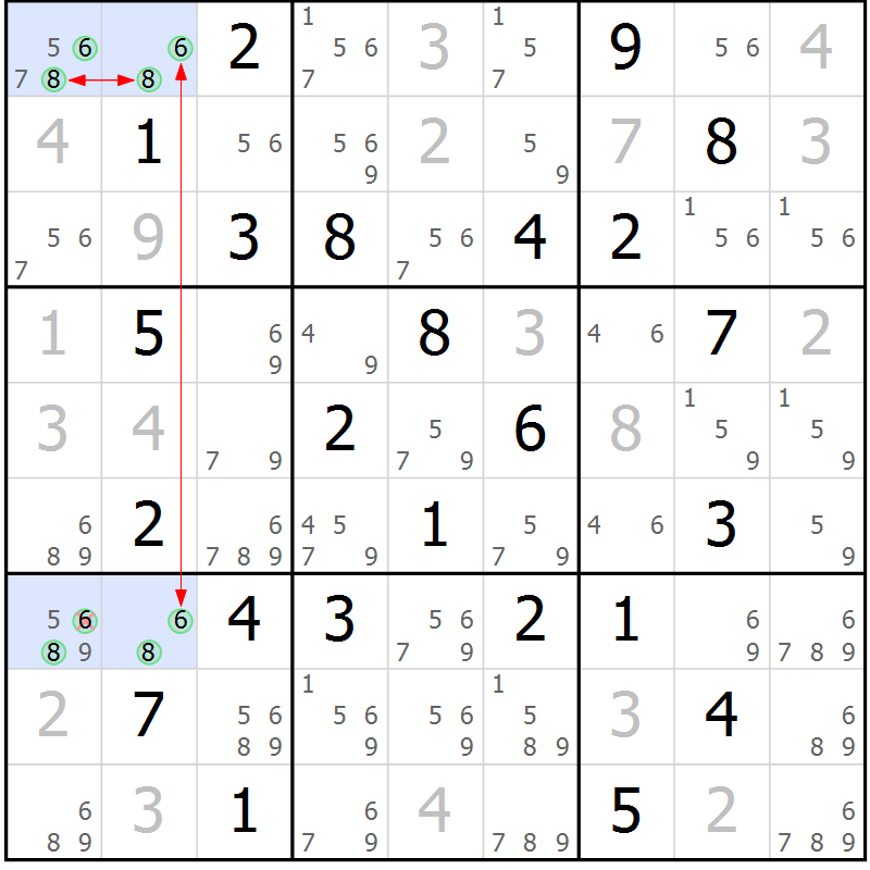 Position des candidats pour la solution de la Gr 51 page 54 du magazine de sudoku Maestro n° 097