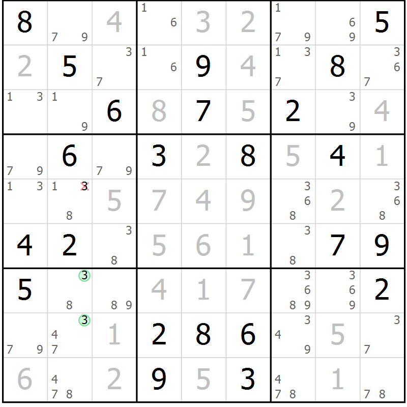 Position des candidats pour la solution de la Gr 53 page 56 du magazine de sudoku Maestro n° 097