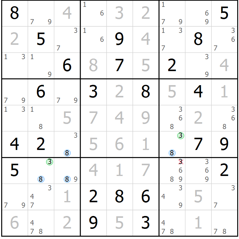 Position des candidats pour la solution de la Gr 53 page 56 du magazine de sudoku Maestro n° 097