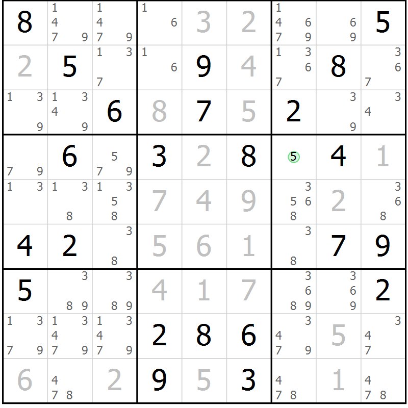 Position des candidats pour la solution de la Gr 53 page 56 du magazine de sudoku Maestro n° 097