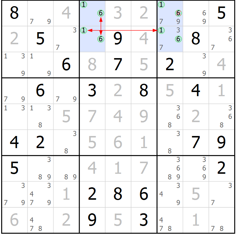 Position des candidats pour la solution de la Gr 53 page 56 du magazine de sudoku Maestro n° 097