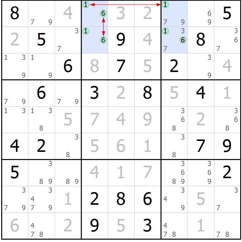 Position des candidats pour la solution de la Gr 53 page 56 du magazine de sudoku Maestro n° 097