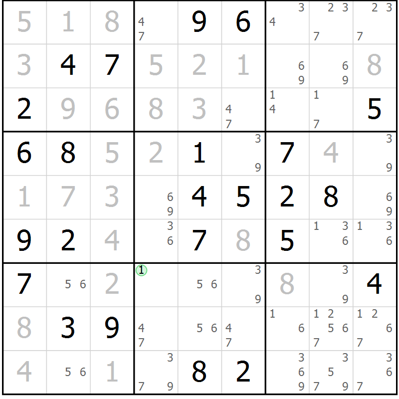 Position des candidats pour la solution de la Gr 54 page 57 du magazine de sudoku Maestro n° 097