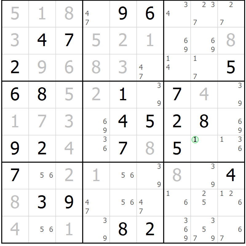 Position des candidats pour la solution de la Gr 54 page 57 du magazine de sudoku Maestro n° 097