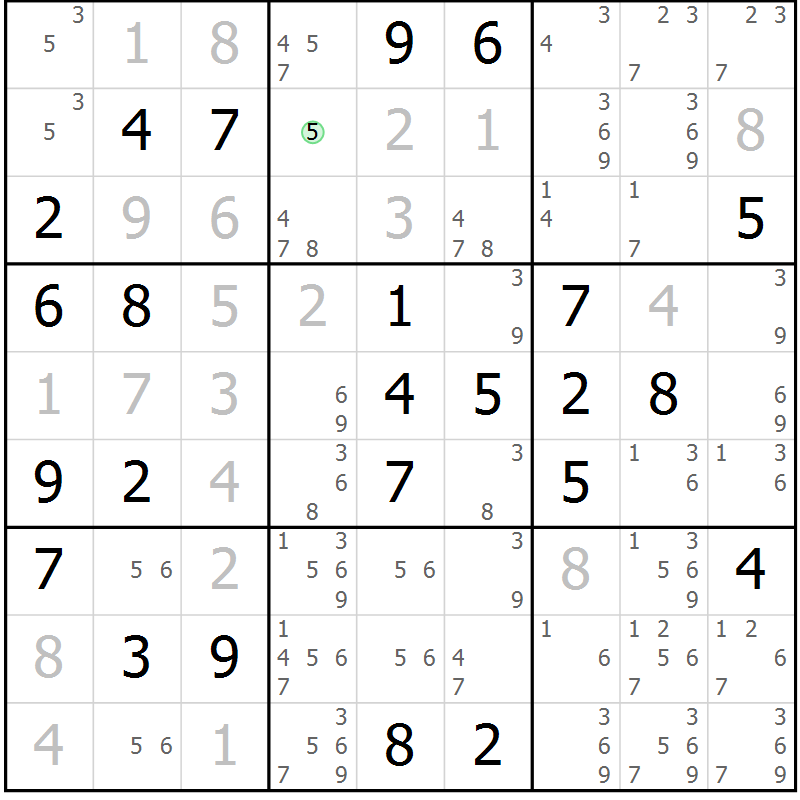 Position des candidats pour la solution de la Gr 54 page 57 du magazine de sudoku Maestro n° 097