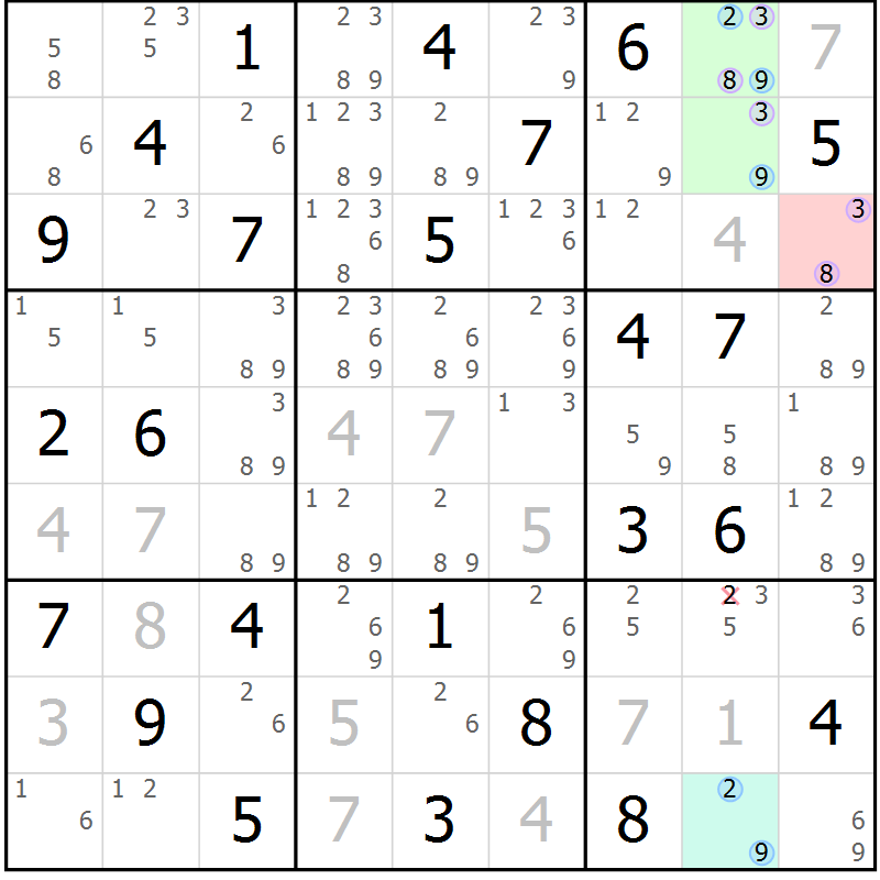 Position des candidats pour la solution de la Gr 57 page 60 du magazine de sudoku Maestro n° 097