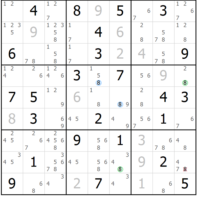 Position des candidats pour la solution de la Gr 59 page 62 du magazine de sudoku Maestro n° 097