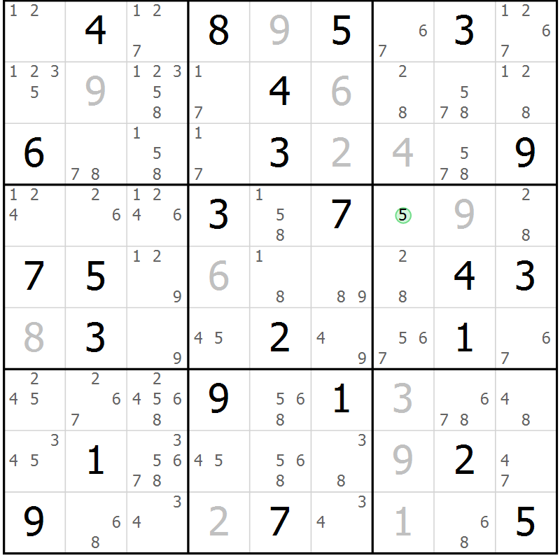 Position des candidats pour la solution de la Gr 59 page 62 du magazine de sudoku Maestro n° 097