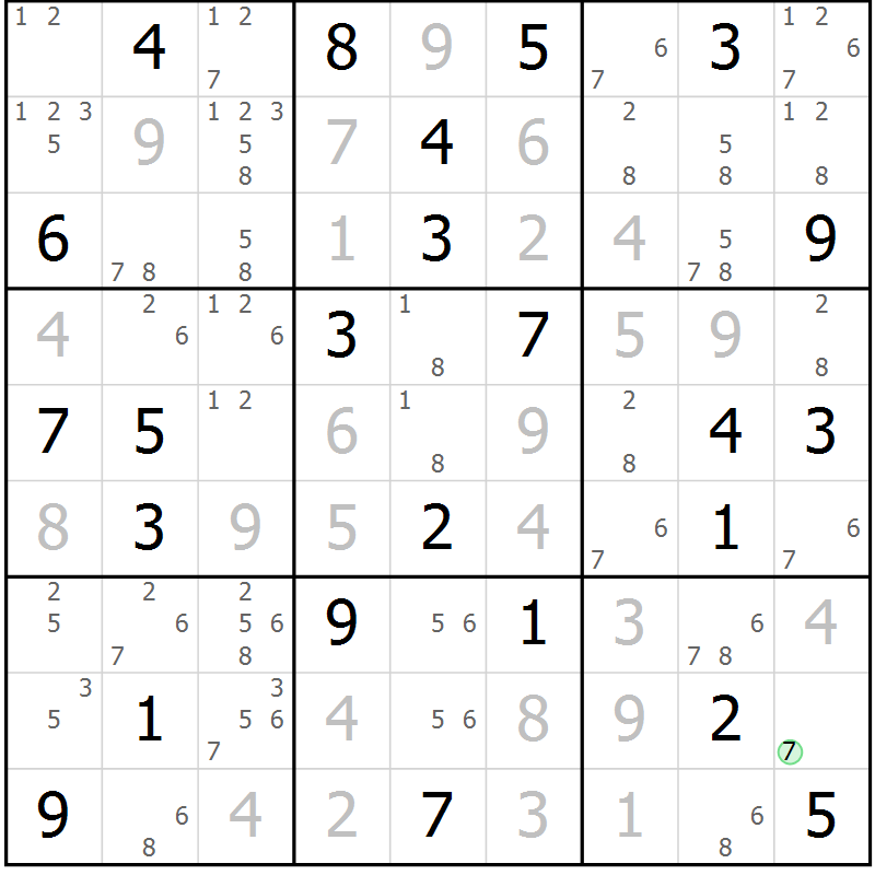 Position des candidats pour la solution de la Gr 59 page 62 du magazine de sudoku Maestro n° 097