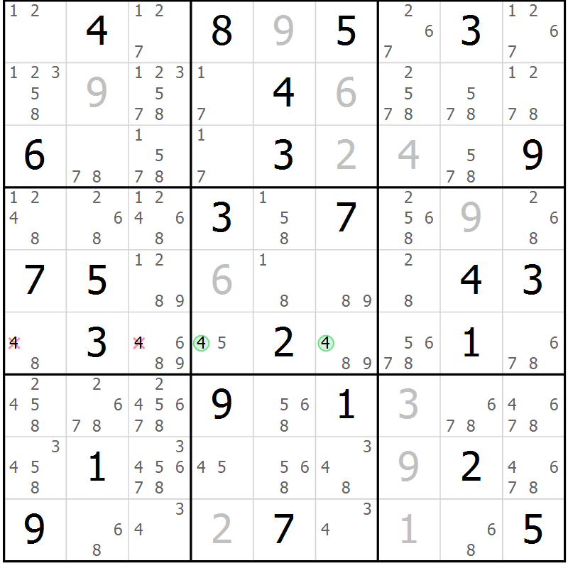 Position des candidats pour la solution de la Gr 59 page 62 du magazine de sudoku Maestro n° 097