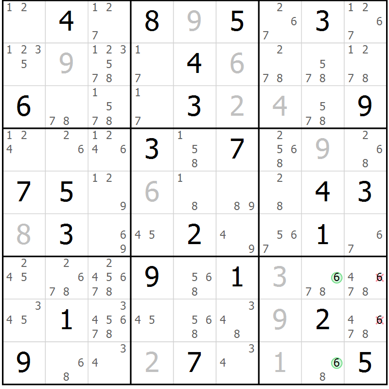Position des candidats pour la solution de la Gr 59 page 62 du magazine de sudoku Maestro n° 097