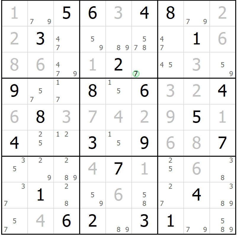 Position des candidats pour la solution de la Gr 60 page 63 du magazine de sudoku Maestro n° 097