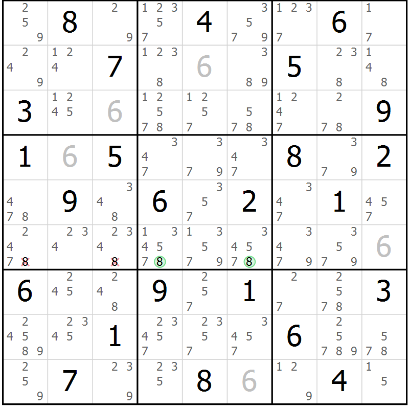 Position des candidats pour la solution de la Gr 61 page 64 du magazine de sudoku Maestro n° 097