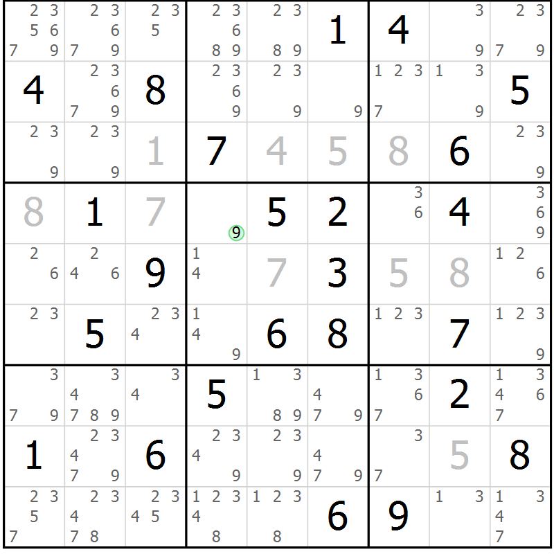 Position des candidats pour la solution de la Gr 62 page 65 du magazine de sudoku Maestro n° 097