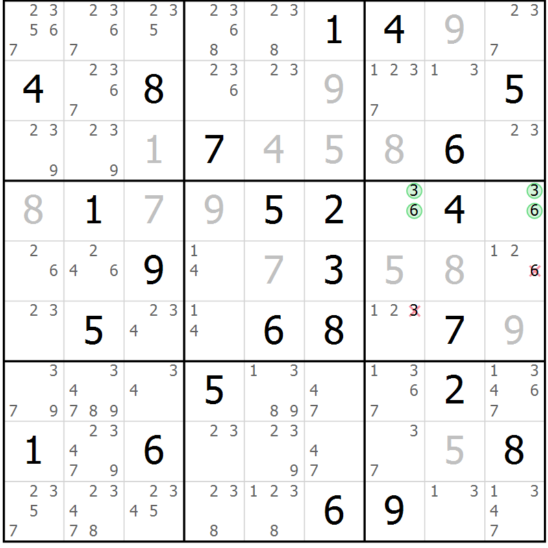 Position des candidats pour la solution de la Gr 62 page 65 du magazine de sudoku Maestro n° 097