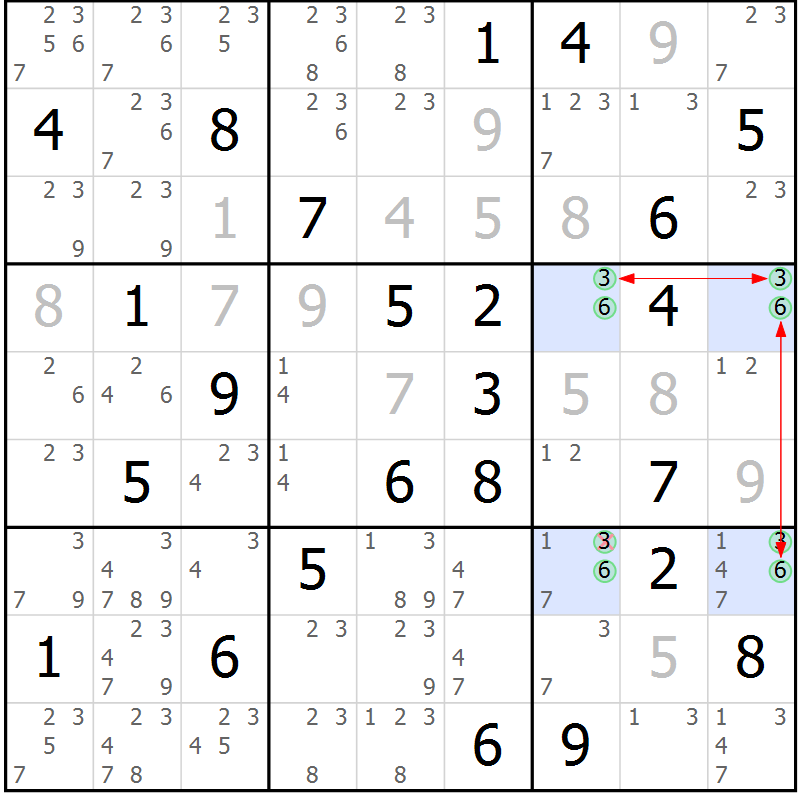 Position des candidats pour la solution de la Gr 62 page 65 du magazine de sudoku Maestro n° 097