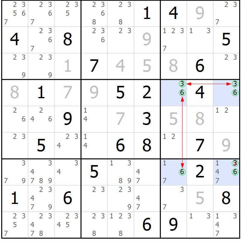 Position des candidats pour la solution de la Gr 62 page 65 du magazine de sudoku Maestro n° 097