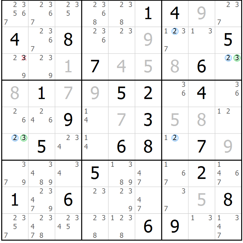 Position des candidats pour la solution de la Gr 62 page 65 du magazine de sudoku Maestro n° 097