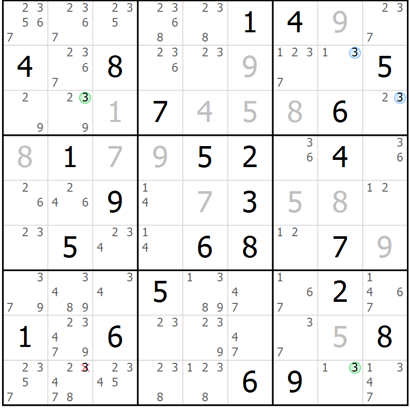 Position des candidats pour la solution de la Gr 62 page 65 du magazine de sudoku Maestro n° 097