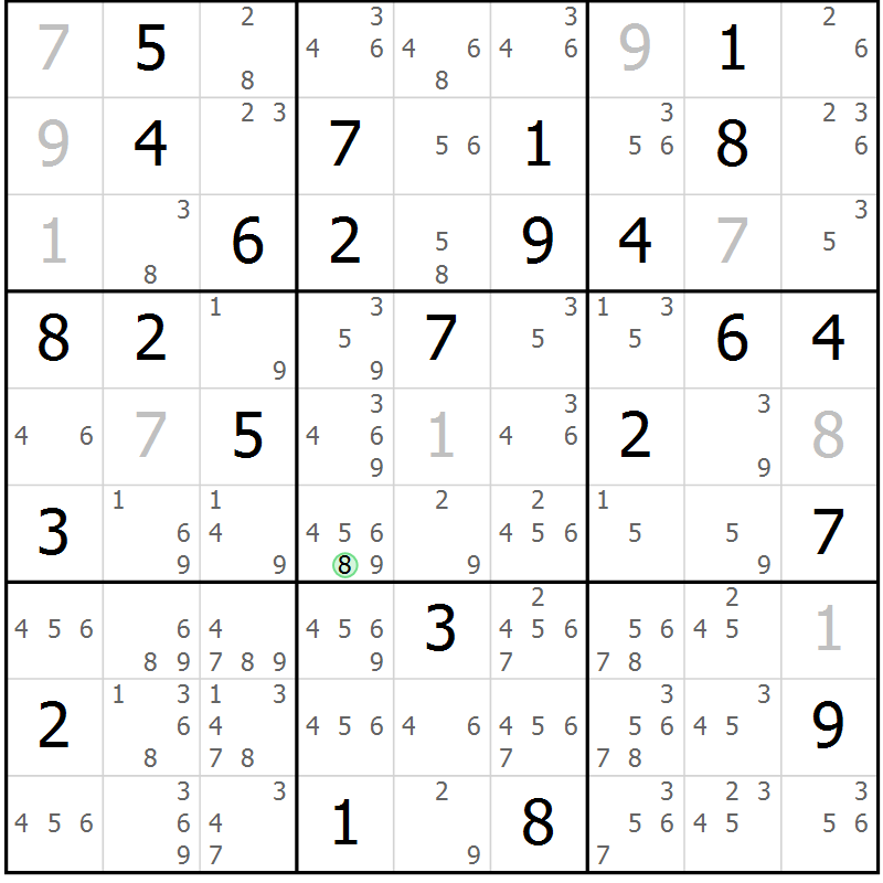 Position des candidats pour la solution de la Gr 63 page 66 du magazine de sudoku Maestro n° 097