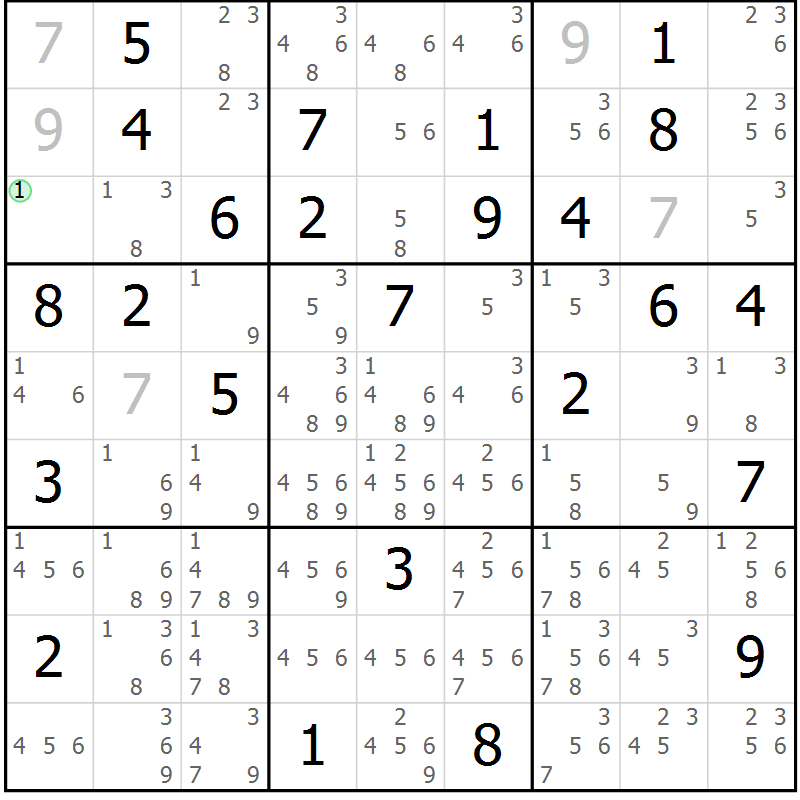 Position des candidats pour la solution de la Gr 63 page 66 du magazine de sudoku Maestro n° 097