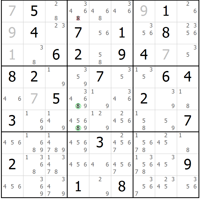 Position des candidats pour la solution de la Gr 63 page 66 du magazine de sudoku Maestro n° 097