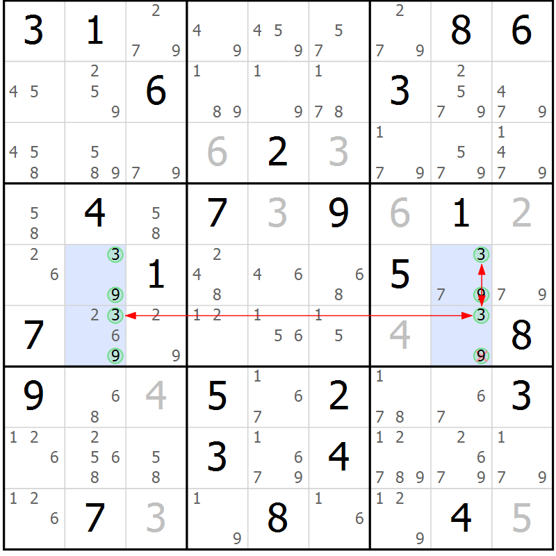 Position des candidats pour la solution de la Gr 64 page 67 du magazine de sudoku Maestro n° 097