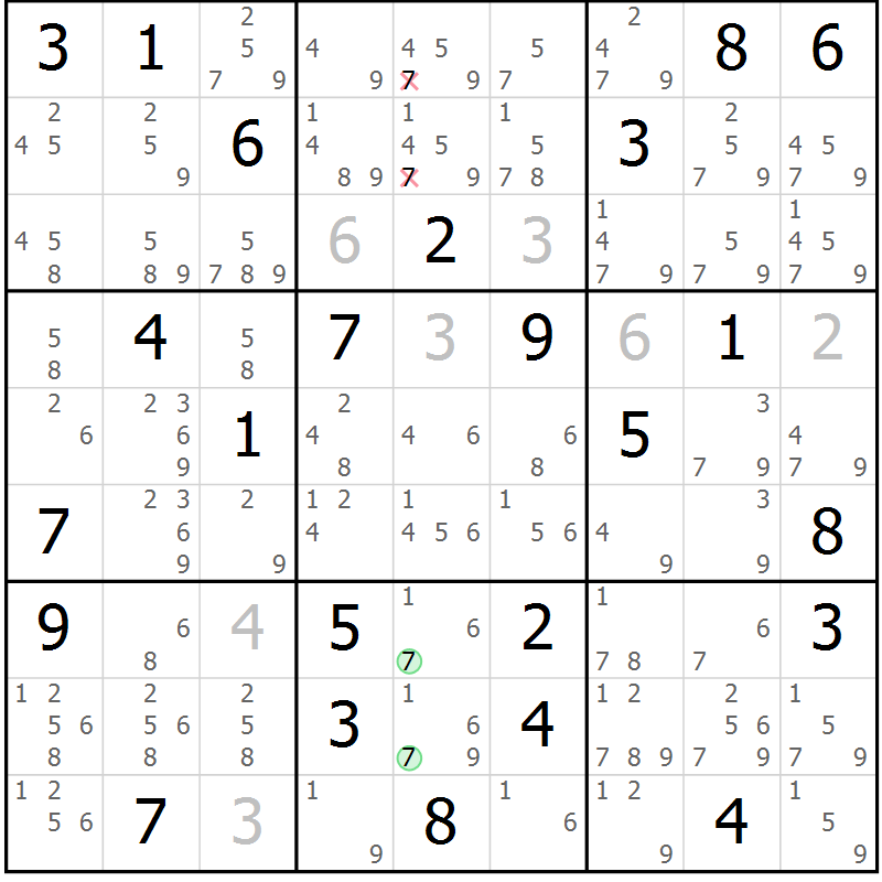 Position des candidats pour la solution de la Gr 64 page 67 du magazine de sudoku Maestro n° 097