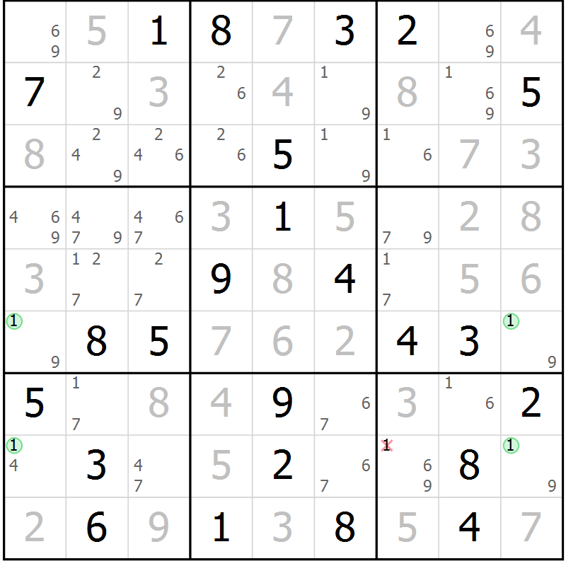 Position des candidats pour la solution de la Gr 65 page 68 du magazine de sudoku Maestro n° 097