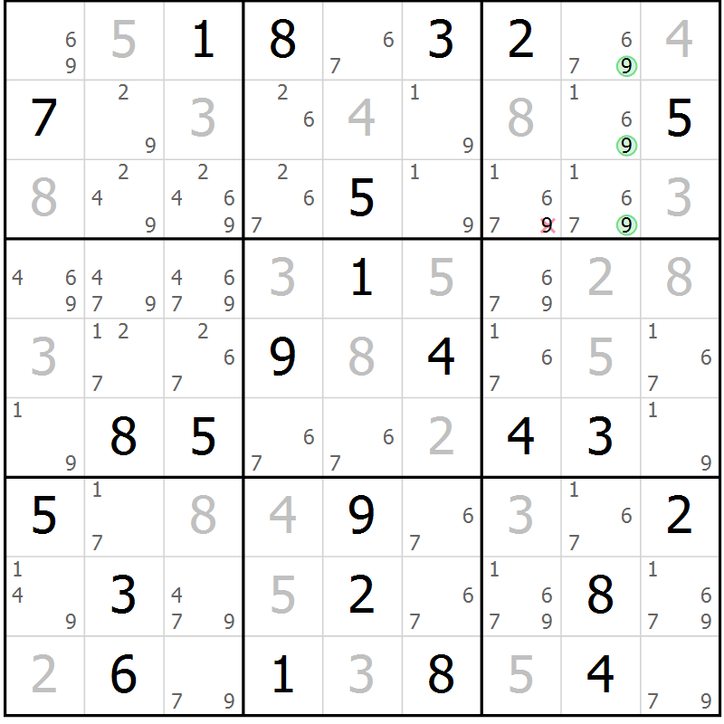 Position des candidats pour la solution de la Gr 65 page 68 du magazine de sudoku Maestro n° 097