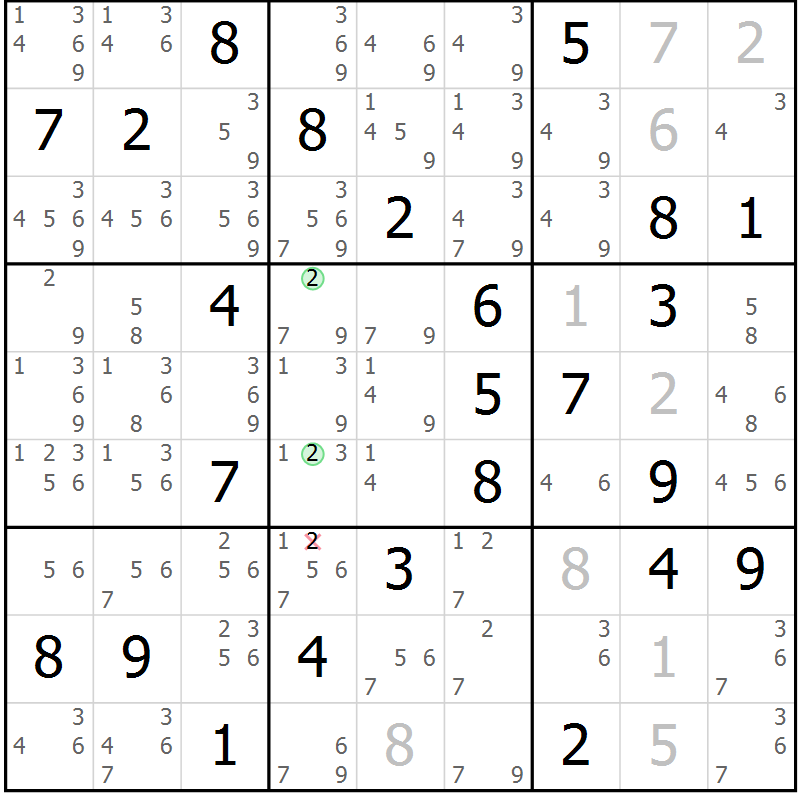 Position des candidats pour la solution de la Gr 66 page 69 du magazine de sudoku Maestro n° 097