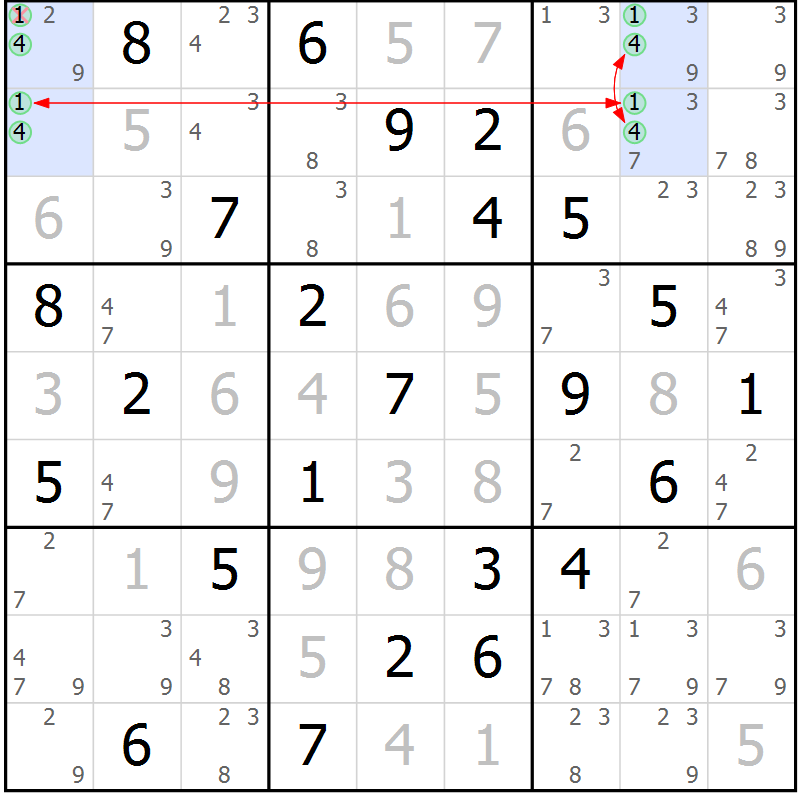 Position des candidats pour la solution de la Gr 67 page 70 du magazine de sudoku Maestro n° 097