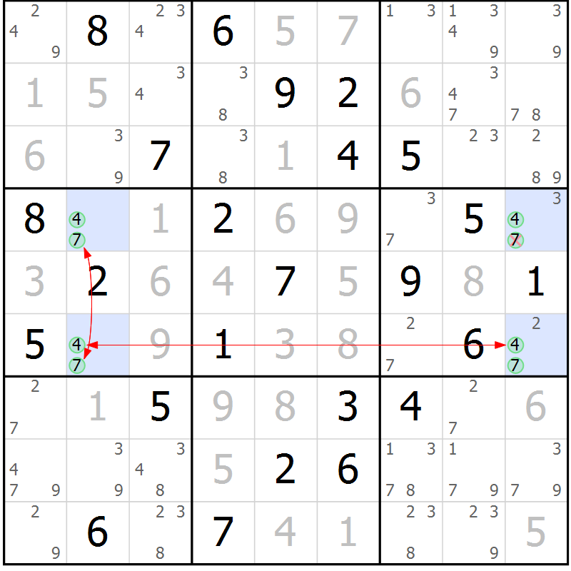 Position des candidats pour la solution de la Gr 67 page 70 du magazine de sudoku Maestro n° 097