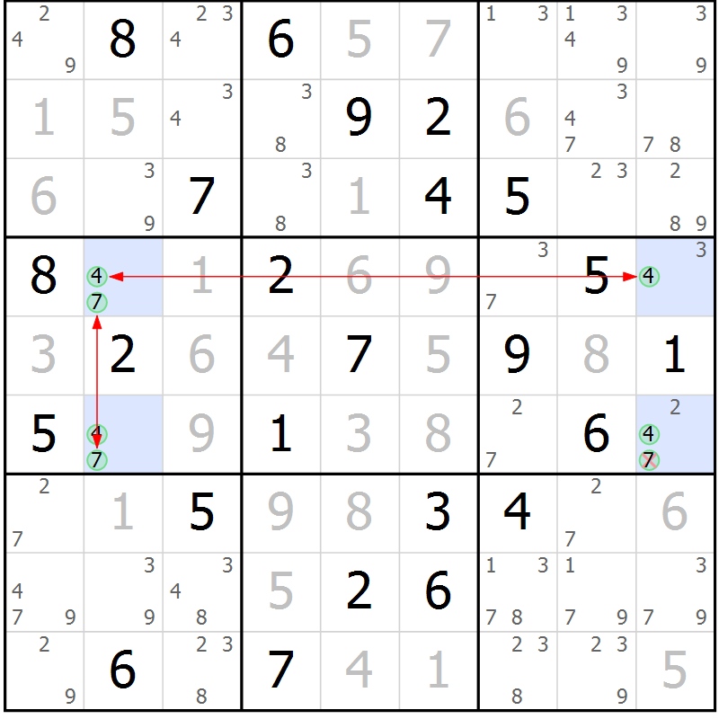 Position des candidats pour la solution de la Gr 67 page 70 du magazine de sudoku Maestro n° 097
