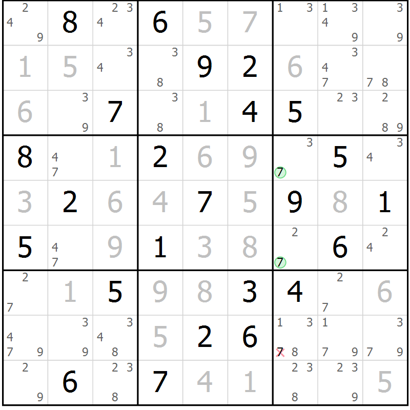 Position des candidats pour la solution de la Gr 67 page 70 du magazine de sudoku Maestro n° 097