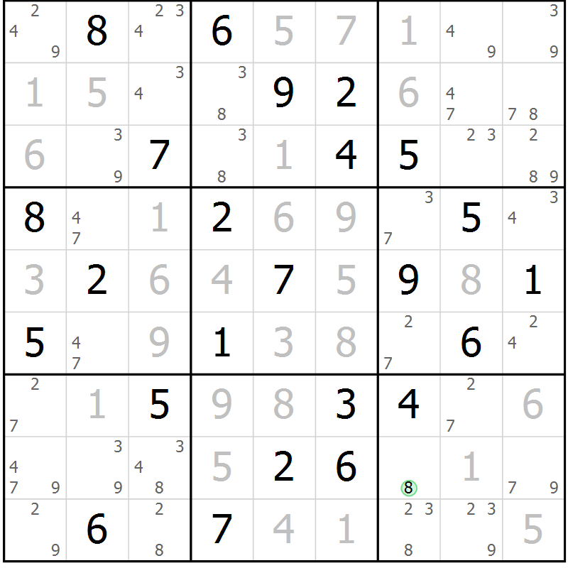 Position des candidats pour la solution de la Gr 67 page 70 du magazine de sudoku Maestro n° 097