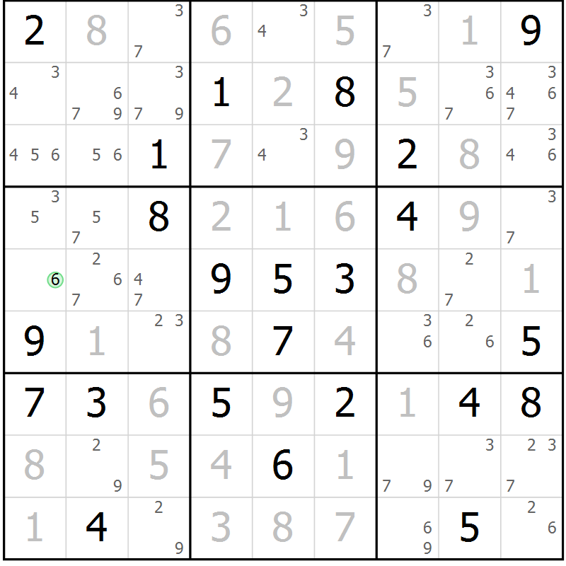 Position des candidats pour la solution de la Gr 69 page 72 du magazine de sudoku Maestro n° 097