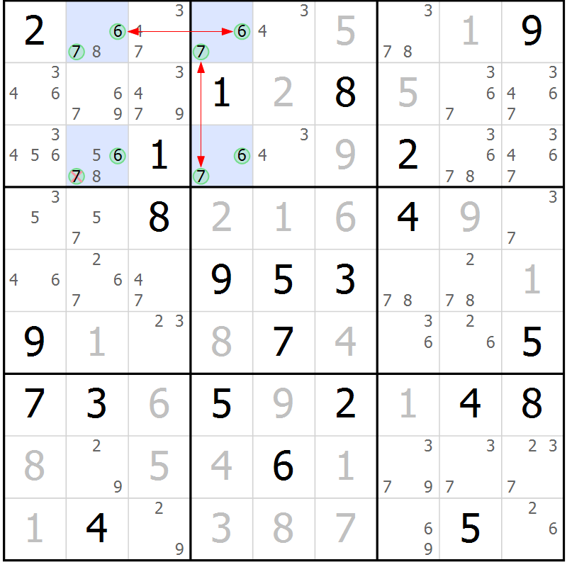 Position des candidats pour la solution de la Gr 69 page 72 du magazine de sudoku Maestro n° 097