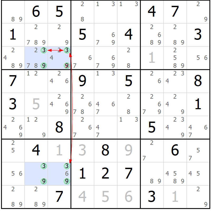 Position des candidats pour la solution de la Gr 71 page 74 du magazine de sudoku Maestro n° 097