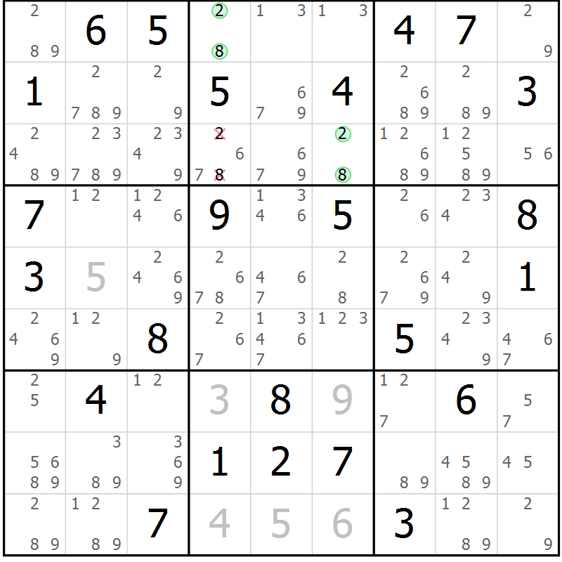 Position des candidats pour la solution de la Gr 71 page 74 du magazine de sudoku Maestro n° 097