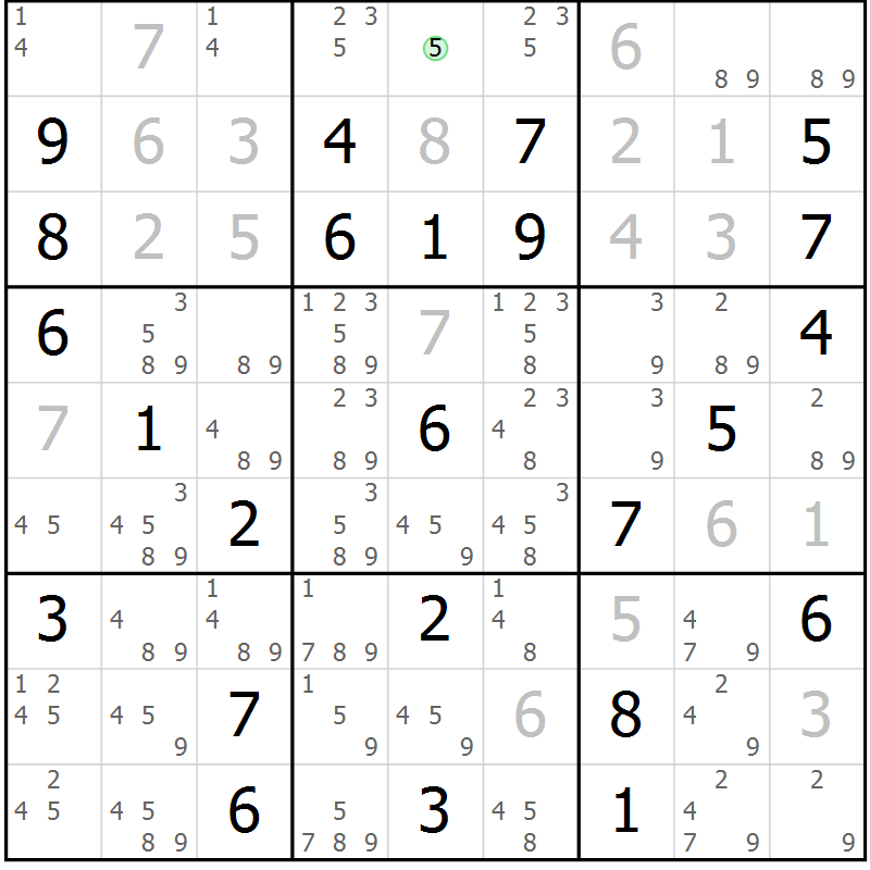 Position des candidats pour la solution de la Gr 76 page 79 du magazine de sudoku Maestro n° 097