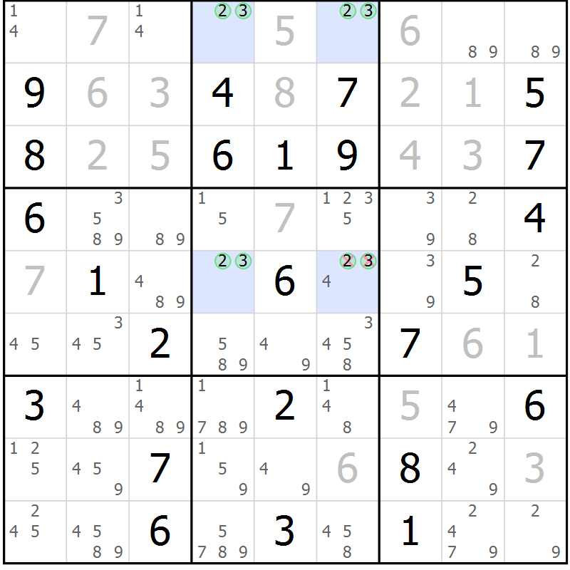 Position des candidats pour la solution de la Gr 76 page 79 du magazine de sudoku Maestro n° 097