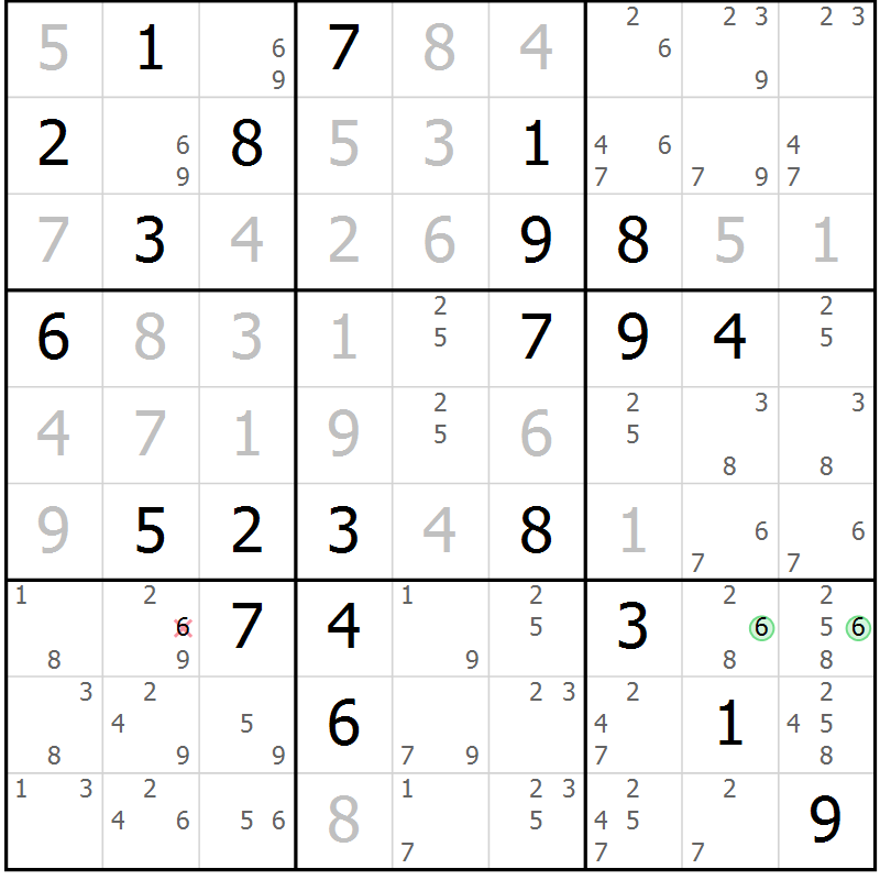 Position des candidats pour la solution de la Gr 78 page 81 du magazine de sudoku Maestro n° 097