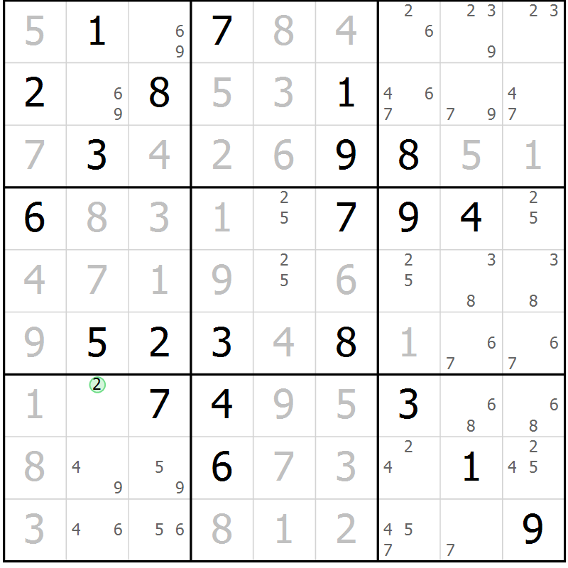 Position des candidats pour la solution de la Gr 78 page 81 du magazine de sudoku Maestro n° 097