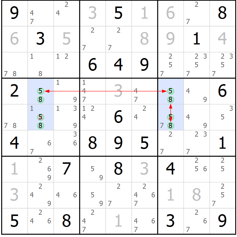 Position des candidats pour la solution de la Gr 79 page 82 du magazine de sudoku Maestro n° 097