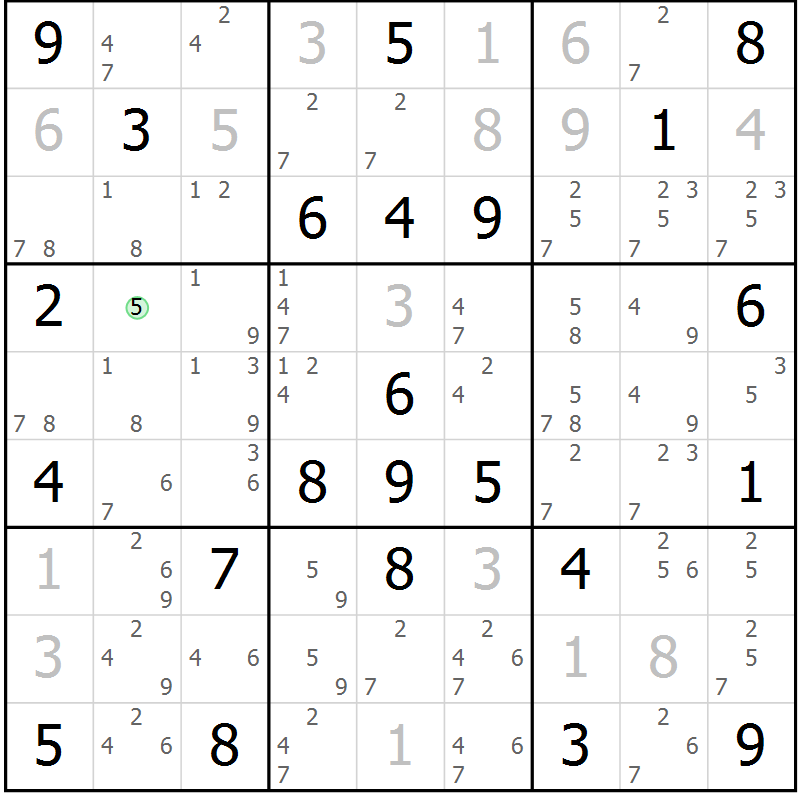 Position des candidats pour la solution de la Gr 79 page 82 du magazine de sudoku Maestro n° 097