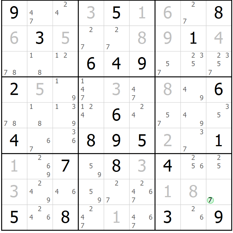 Position des candidats pour la solution de la Gr 79 page 82 du magazine de sudoku Maestro n° 097