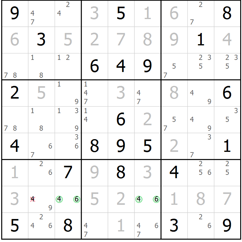 Position des candidats pour la solution de la Gr 79 page 82 du magazine de sudoku Maestro n° 097