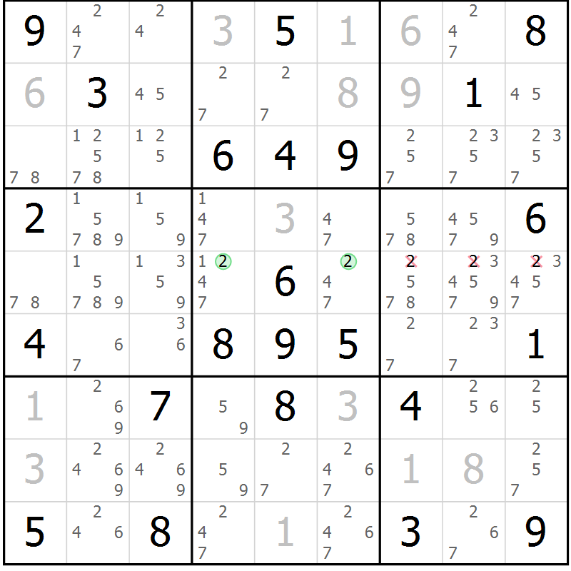 Position des candidats pour la solution de la Gr 79 page 82 du magazine de sudoku Maestro n° 097